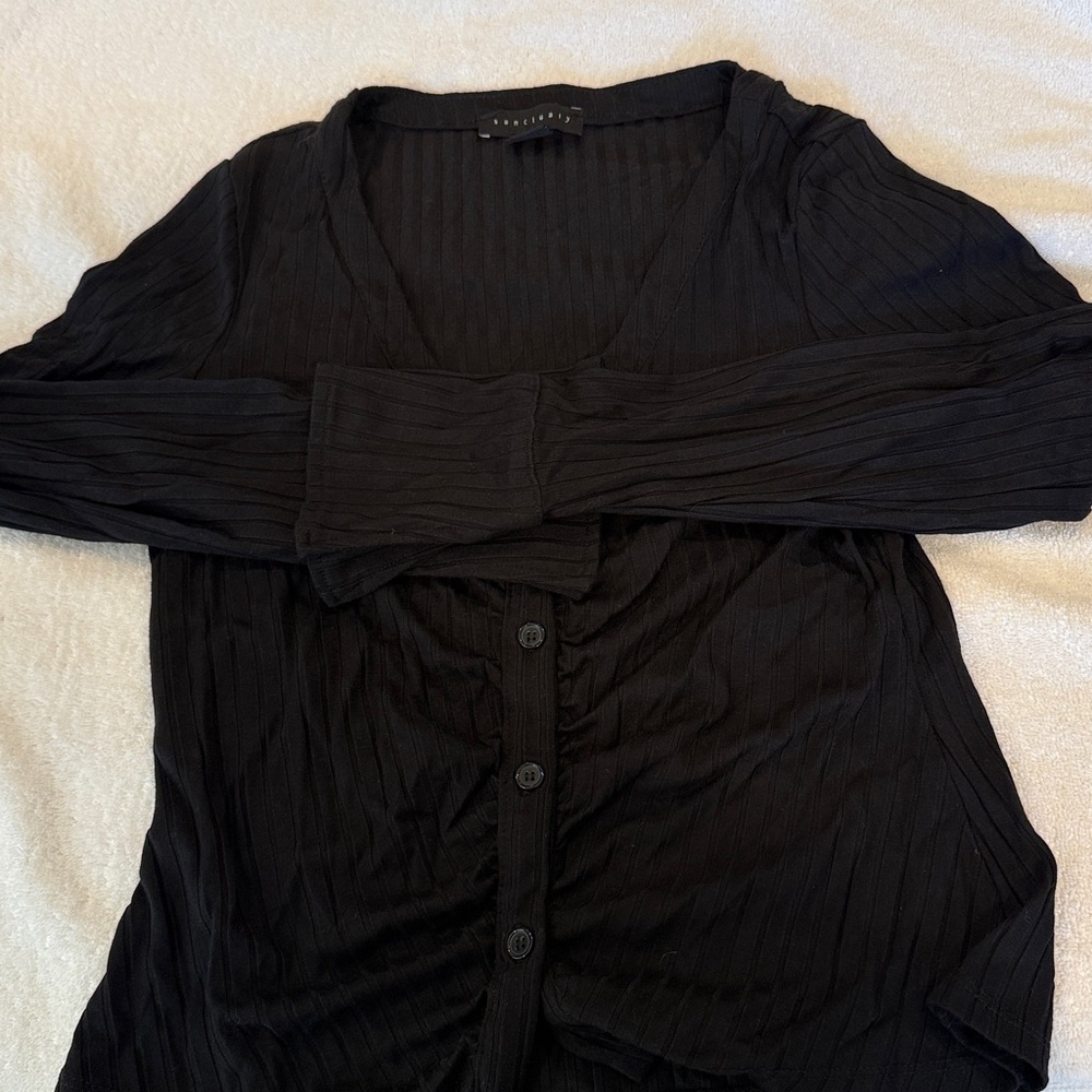 Sanctuary Black Button-Up Cardigan